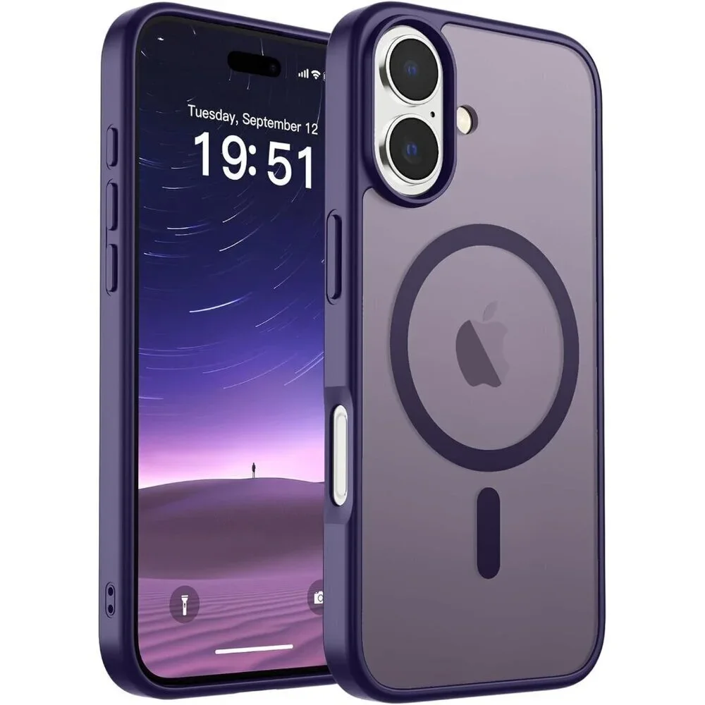 Dark Purple I-phone 17 Pro Max Case Compatible Mag Safe Matte Shockproof
